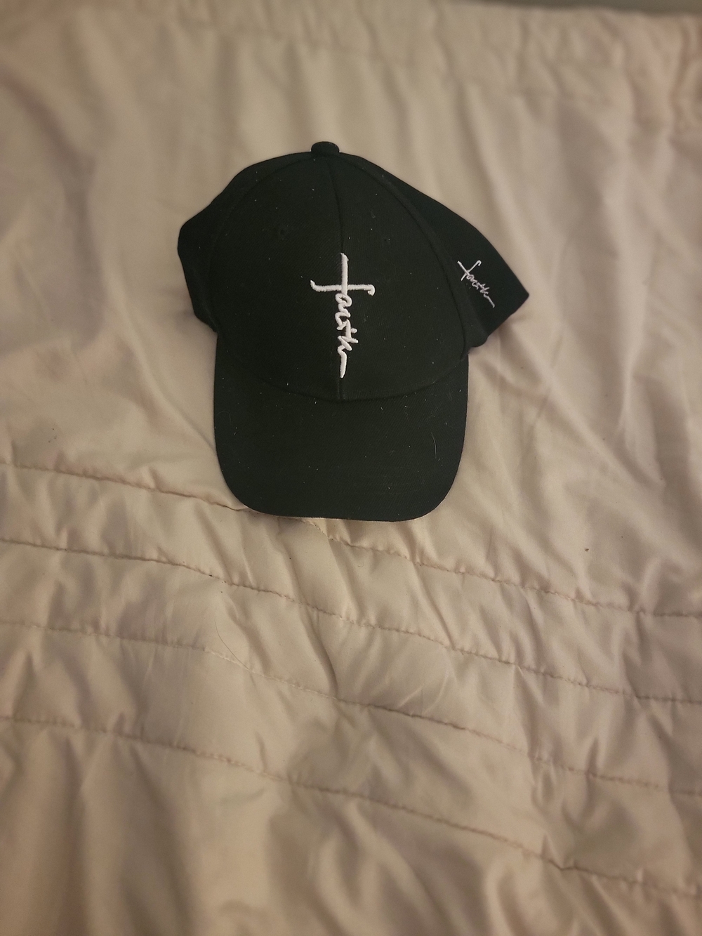 Black Baseball Cap with White Script Logo Accessories